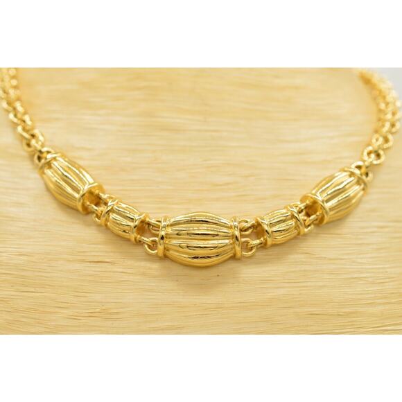 Givenchy Vintage Collar Necklace Chunky Linked Chain Gold Toggle Signed 80s BinP - Picture 4 of 12